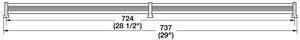 Häfele 547.52.424 TAG - Shoe Fence Set, Synergy Elite Collection, Matte aluminum, chrome post, length 29"