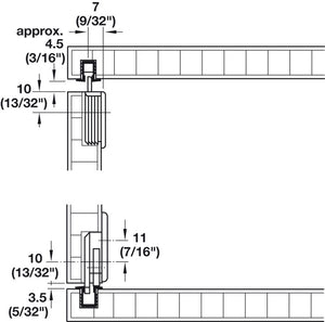 Häfele 404.14.111 Single Guide Track, Slido F-Line12, for Top and Bottom of Cabinet, Length: 2,500 mm (98 7/16"), brown