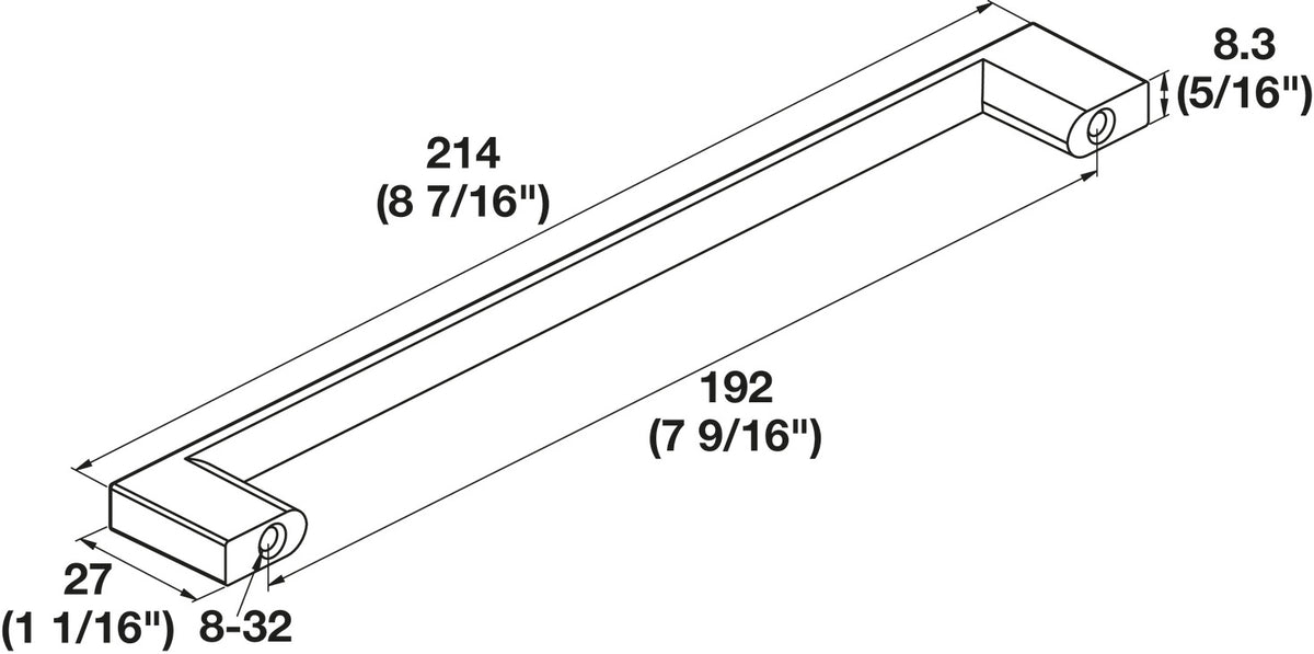 Häfele 111.95.283 TAG - Pull, Classic, Zinc, Matte nickel; 192 mm (7 9/16") CTC