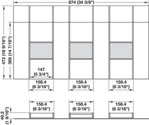 Häfele 807.87.725 TAG - Tie & Belt Drawer Organizer, Contour, For 36" wide drawers, 20" depth, winter