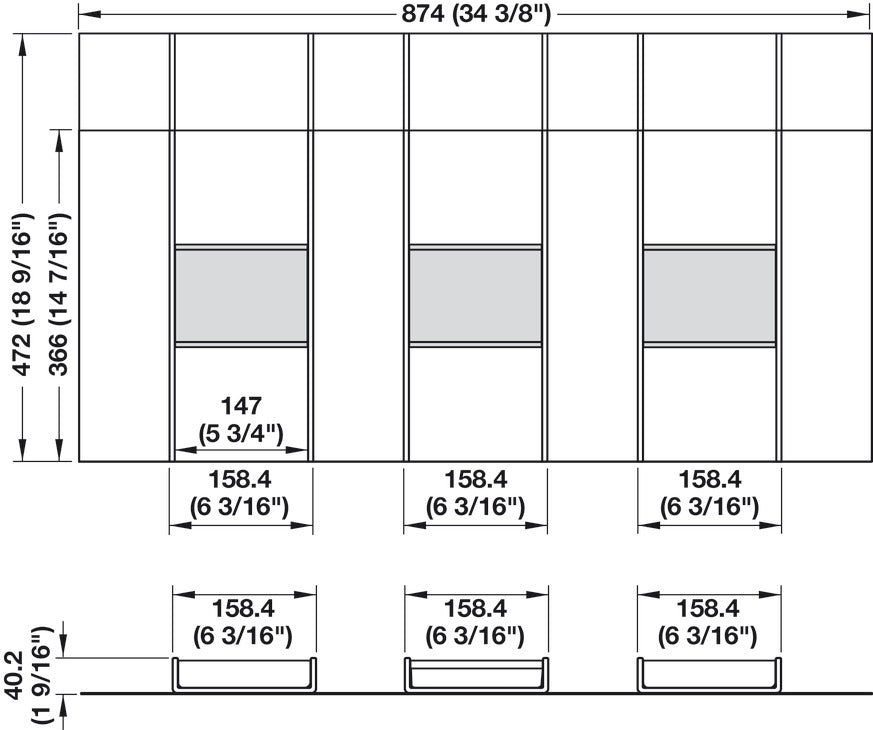 Häfele 807.87.722 TAG - Tie & Belt Drawer Organizer, Contour, For 24" wide drawers, 16" depth, winter