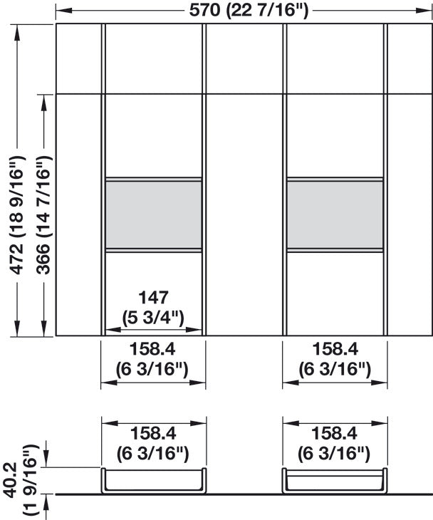 Häfele 807.87.722 TAG - Tie & Belt Drawer Organizer, Contour, For 24" wide drawers, 16" depth, winter