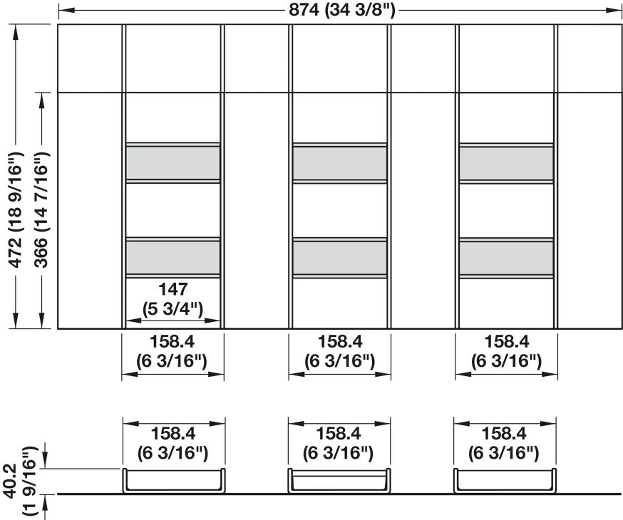 Häfele 807.87.715 TAG - Sunglass Organizer Drawer Insert, Contour, For 36" wide drawers, 20" depth, winter