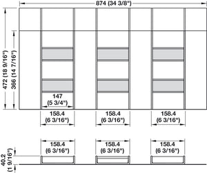 Häfele 807.87.714 TAG - Sunglass Organizer Drawer Insert, Contour, For 36" wide drawers, 16" depth, winter