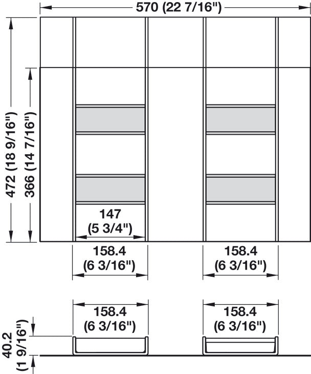 Häfele 807.87.714 TAG - Sunglass Organizer Drawer Insert, Contour, For 36" wide drawers, 16" depth, winter