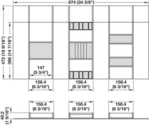 Häfele 807.87.104 TAG - Jewelry Organizer Drawer Tray, Contour, For 36" wide drawers, 16" depth, oyster