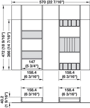 Häfele 807.87.503 TAG - Jewelry Organizer Drawer Tray, Contour, For 24" wide drawers, 20" depth, pewter