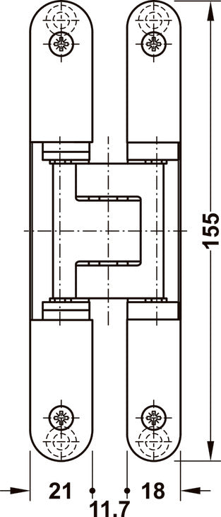 Häfele 924.18.916 TECTUS - Concealed Hinge, TE 240 3D, 3D adjustable, size 155 mm, Rustic umber