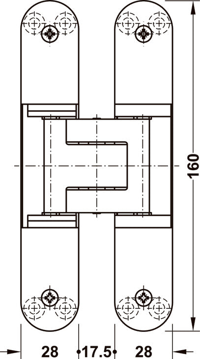 Häfele 924.17.170 TECTUS - Concealed Hinge, TE 340 3D, 3D adjustable, size 160 mm, Polished nickel