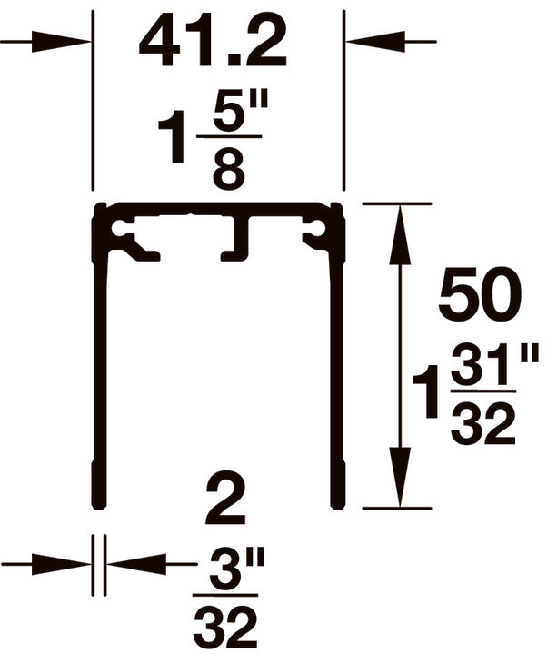 Häfele 403.36.830 Single Top Guide Track, Slido R-Aluflex 80A / 80W, for screw fixing, height 50 mm, pre-drilled, Length: 6,000 mm (236 1/4"), bronze