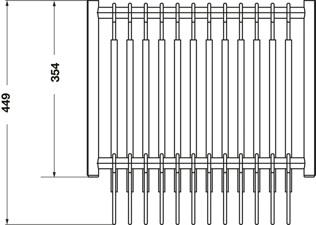 Häfele 805.58.631 TAG - 12 Hanger Pants Rack Pull-out, Synergy Collection, 18" Length, With Full Extension Slide, Matte Nickel