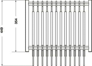 Häfele 805.58.631 TAG - 12 Hanger Pants Rack Pull-out, Synergy Collection, 18" Length, With Full Extension Slide, Matte Nickel