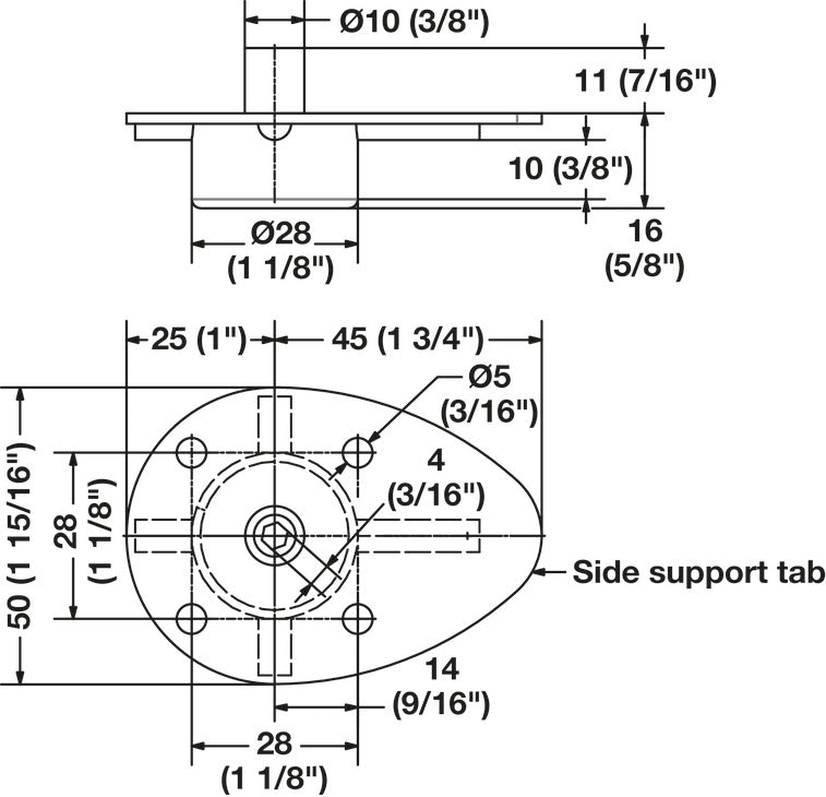 Häfele 637.19.222 Base Leveler, Low Profile, 16mm (5/8”) tall