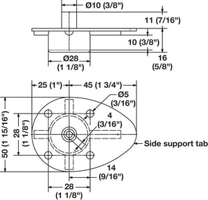 Häfele 637.19.222 Base Leveler, Low Profile, 16mm (5/8”) tall