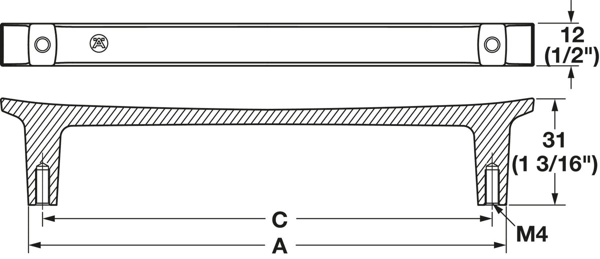 Häfele 106.71.213 Pull, Up, Zinc, Matte gold, 320 mm (12 5/8") CTC