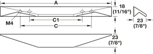 Häfele 110.46.087 Pull, Singapore, Aluminum, Stainless steel look, 320 mm (12 5/8") CTC