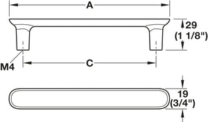 Häfele 106.70.323 Pull, Fossetta, Zinc, matte black, 192 mm (7 9/16") CTC