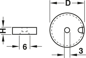 Häfele 650.22.312 QuickClick Base, round, for glide inserts Ø 17–50 mm, for glide inserts Ø 17 to 50 mm, Black, dim. D: 20 mm, installation height: 6 mm