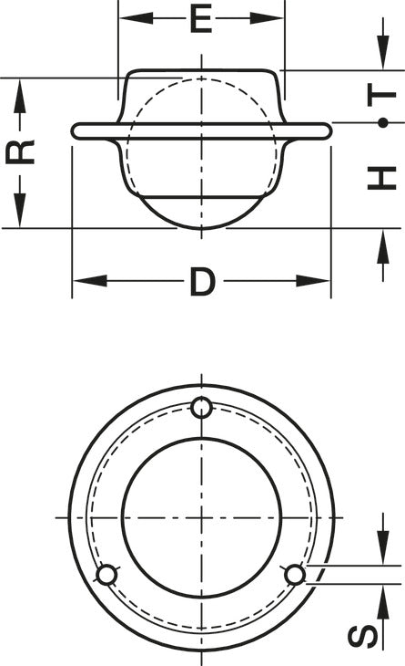 Häfele 661.02.250 Ball Caster, Free-Running, Steel, For screw fixing, Installation height: 20 mm, ball Ø: 25 mm