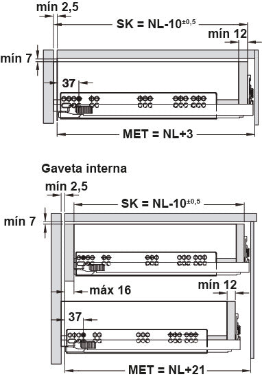 Häfele 433.19.086 Synchronization Rod, for Tipmatic Soft-Close Eject Unit for Dynapro Concealed Runners, For cabinet width 1200 mm