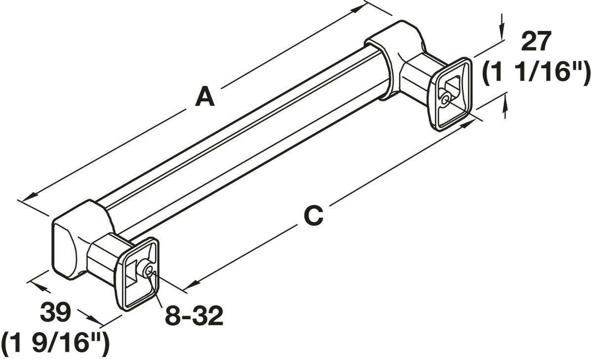 Häfele 111.95.063 TAG - Pull, Omni Track®, Aluminum & Zinc, 160 mm (6 5/16") CTC