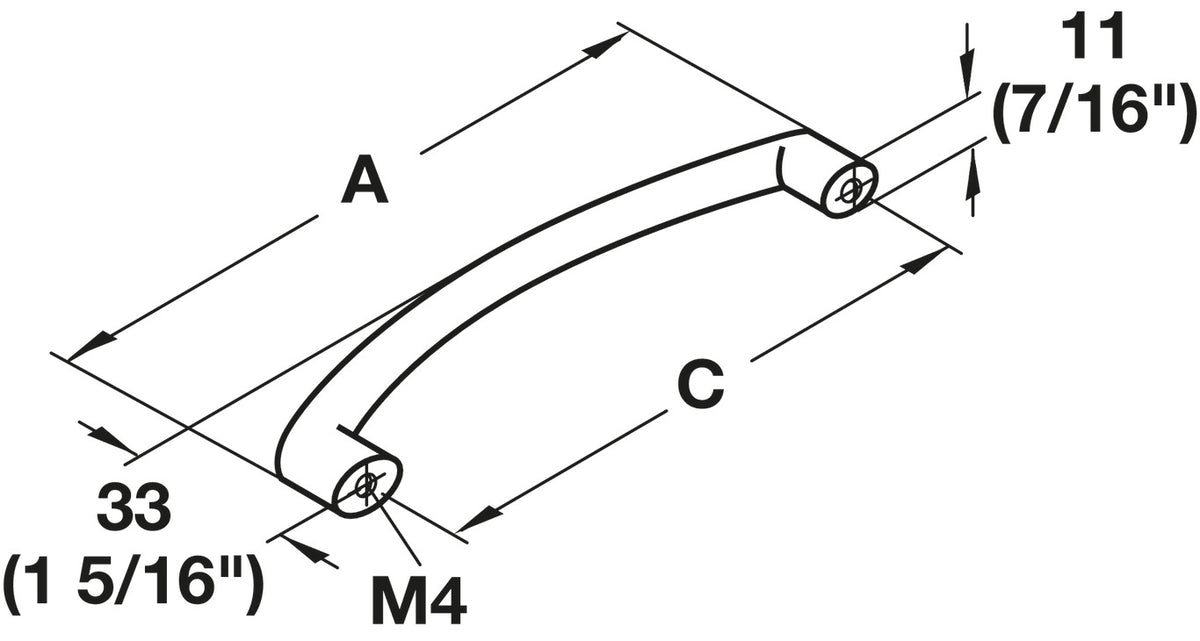 Häfele 109.60.605 Bow Pull, Zinc, Matte nickel, Zinc, 192 mm (7 9/16") CTC