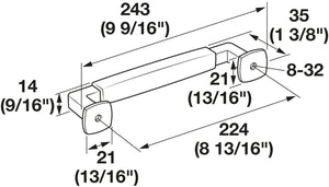 Häfele 133.53.395 Pull, Stature, Zinc, Matte black, 128 mm (5 1/16") CTC