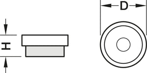 Häfele 650.24.061 QuickClick Slim Glide, C, Round, extremely flat, for different floors, Dim. D: Ø 25 mm, installation height H: 6 mm, black