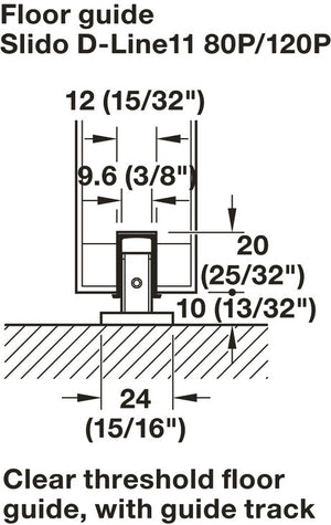 Häfele 941.03.037 Sliding Door Fitting, Slido D-Line11 80P / 120P Symmetrical Opening, for 2 sliding doors, for door width 600–1500 mm, for door thickness 26–45 mm, for wall mounting and ceiling installation, Door weight ≤80 kg (176 lb)