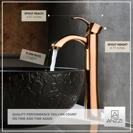 ANZZI L-AZ095RG Harmony Series Single Hole Single-Handle Vessel Bathroom Faucet in Rose Gold