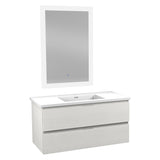 ANZZI VT-MR3CT39-WH 39 in W x 20 in H x 18 in D Bath Vanity in Rich White with Cultured Marble Vanity Top in White with White Basin & Mirror