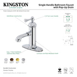 Kingston Brass KS7417BL Paris Single Lever Handle Bathroom Faucet, Brushed Brass