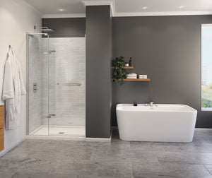 MAAX 139586-810-084-000 Capella 78 44-47 x 78 in. 8 mm Pivot Shower Door for Alcove Installation with GlassShield® glass in Chrome