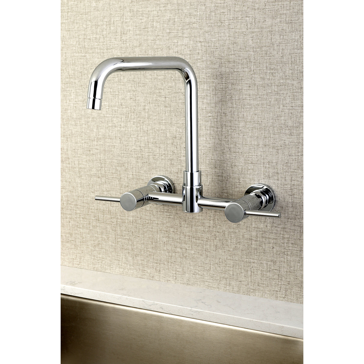 Kingston Brass Concord 8-Inch Centerset Wall Mount Kitchen Faucet, Polished Chrome