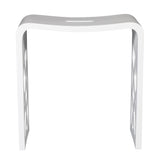 Designer White Matte Solid Surface Resin Bathroom / Shower Stool