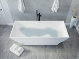 ANZZI FT-AZ509 Crema 5.9 ft. Solid Surface Center Drain Freestanding Bathtub in Matte White