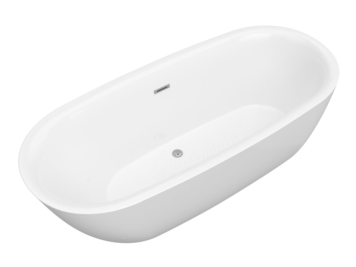 ANZZI FT-AZ401 Ami 67 in. Acrylic Flatbottom Freestanding Bathtub in White