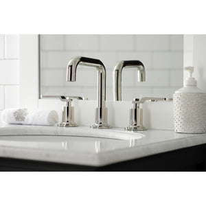 Kingston Brass KS142KLPN Whitaker Widespread Bathroom Faucet with Push Pop-Up, Polished Nickel
