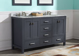 ANZZI VT-MRCT0060-GY Chateau 60 in. W x 22 in. D Bathroom Bath Vanity Set in Gray with Carrara Marble Top with White Sink