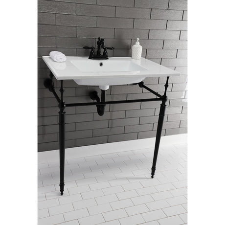 Kingston Brass KB1600AL Heritage 4 in. Centerset Bathroom Faucet, Matte Black