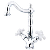 Kingston Brass KS1431PX Heritage Two-Handle Bathroom Faucet with Brass Pop-Up and Cover Plate, Polished Chrome