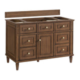 Lorelai 48" Single Vanity, Mid-Century Walnut w/ 3 CM Carrara White Marble Top