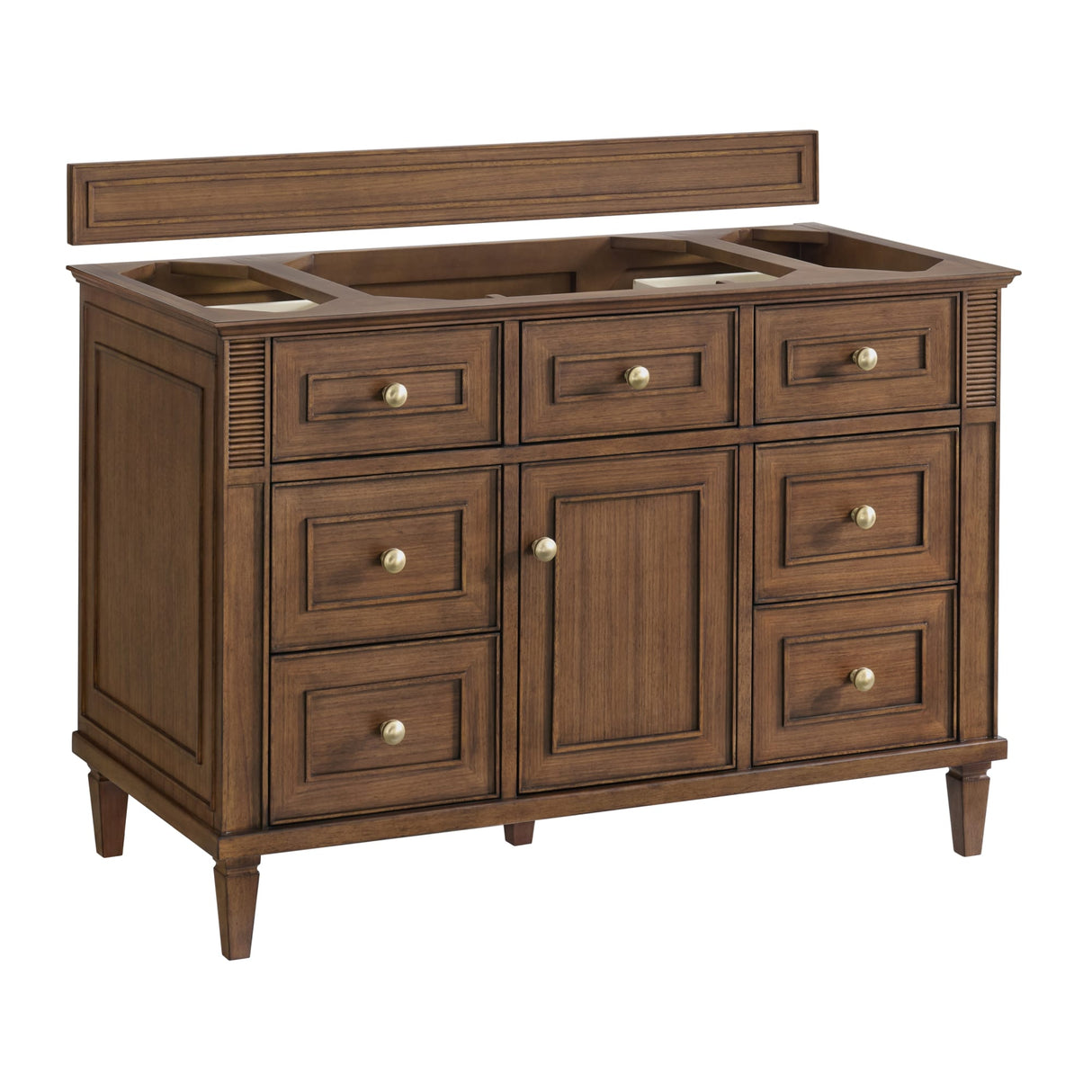Lorelai 48" Single Vanity, Mid-Century Walnut w/ 3 CM Ethereal Noctis Silestone Top w/FreePower Wireless Charger