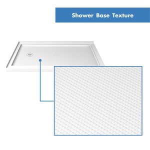 DreamLine Flex 36 in. D x 60 in. W x 74 3/4 in. H Semi-Frameless Shower Enclosure in Brushed Nickel with Left Drain White Base Kit
