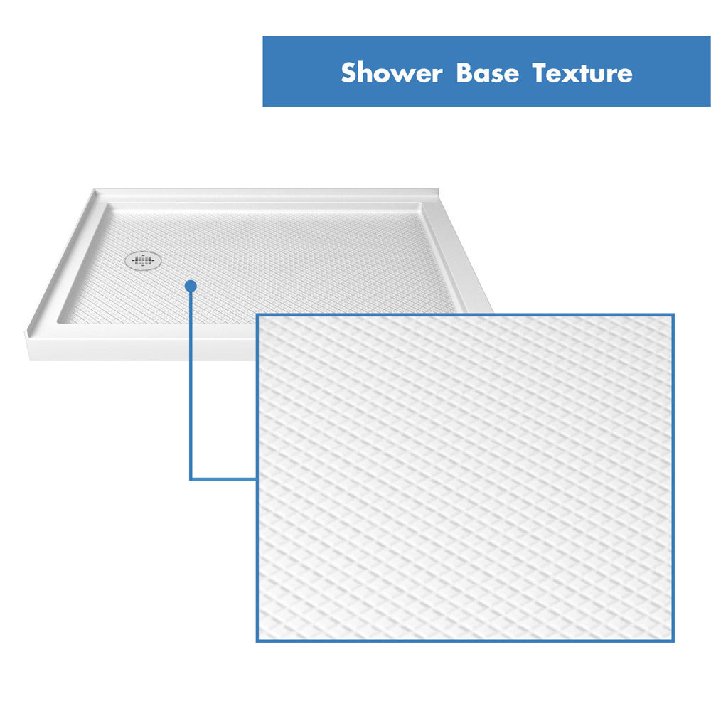 DreamLine SlimLine 36 in. D x 36 in. W x 2 3/4 in. H Corner Drain Double Threshold Shower Base in White