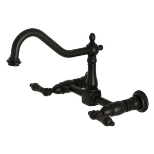 Kingston Brass KS1240AL Heritage Wall Mount Bridge Kitchen Faucet, Matte Black