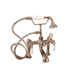 Clawfoot Tub Filler – Elephant Spout, Hand Held Shower, 6″ Elbow Mounts