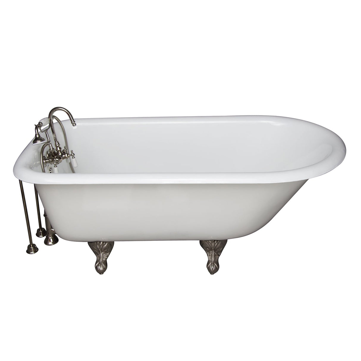 Brocton 65″ Cast Iron Roll Top Tub Kit – Polished Nickel Accessories