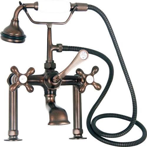 Clawfoot Tub Filler – Elephant Spout, Hand Held Shower, 6″ Elbow Mounts