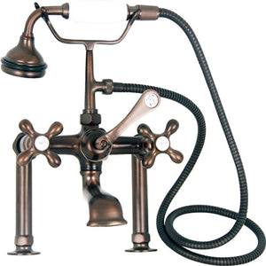 Clawfoot Tub Filler – Elephant Spout, Hand Held Shower, 6″ Elbow Mounts